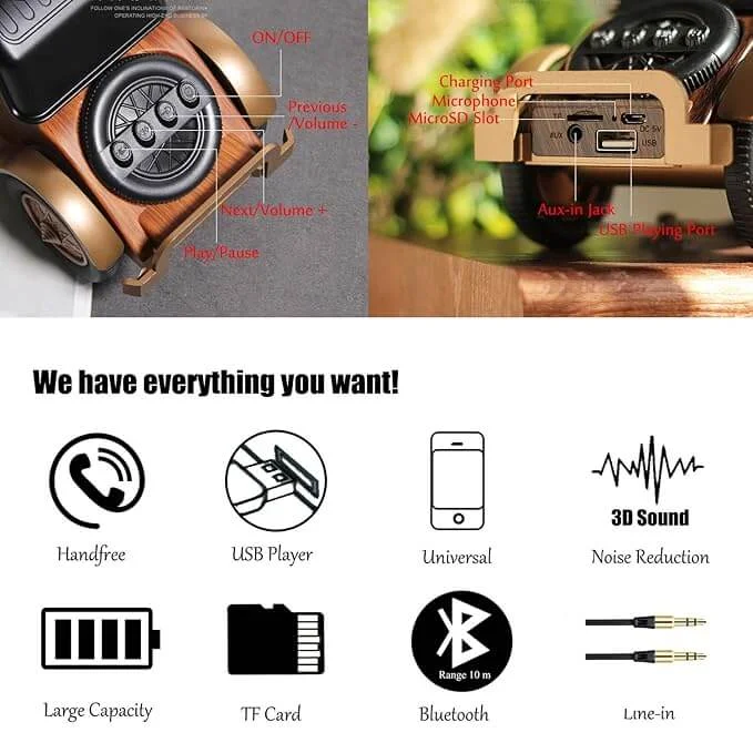 w/l speaker retro car shape w/l speaker retro car shape
