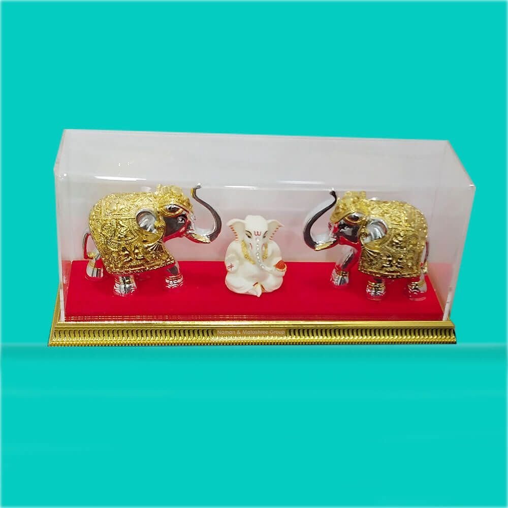 elephant idol in acrylic box