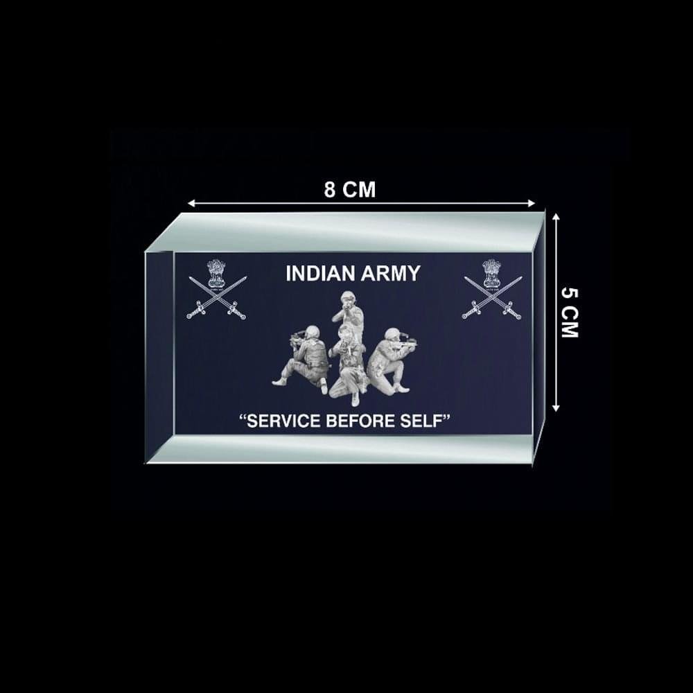 crystal cube 3d engraved 558cm/ army logo
