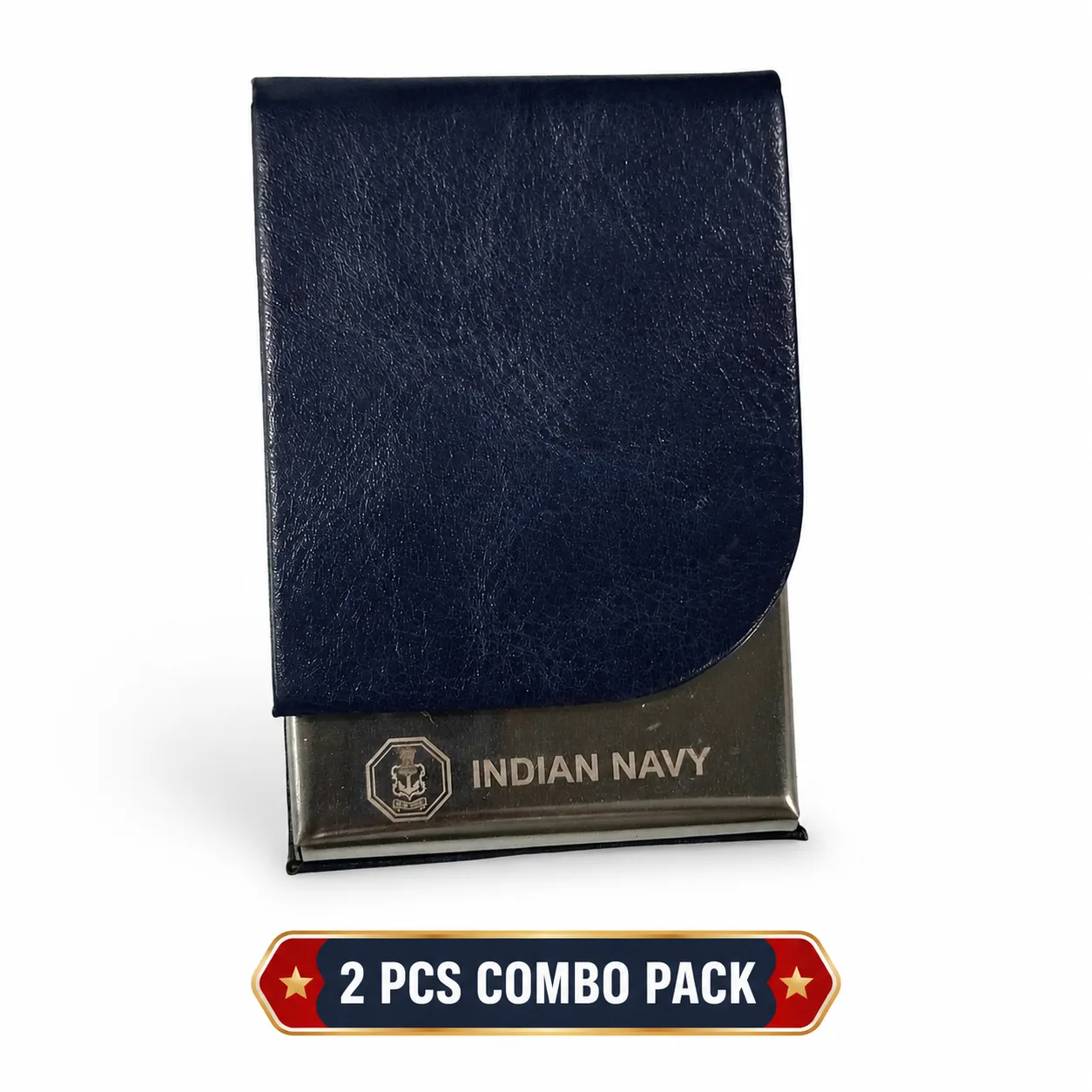 Indian Navy Premium Metal & Leather Visiting Card Holder